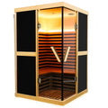 Brisca V-Shaped Far Infrared Sauna Room with Bluetooth & Double Glass Doors Black