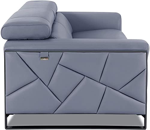 Blackjack Furniture Gianni Italian Leather Sofa with Adjustable Headrests Light Blue