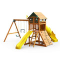 Gorilla Playsets Wood Swing Set with Roof & Tube Slide Amber