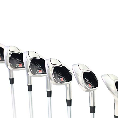 Majek K6 Iron Set +2 inch Over XL Big & Tall Men's 8-Piece Set Right Handed Steel Shaft Regular Flex Black