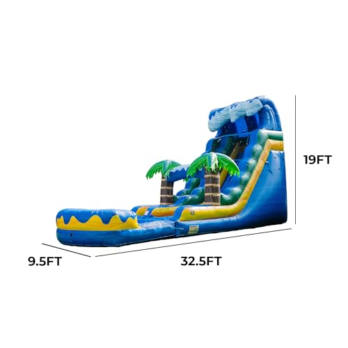 XJUMP 19’ Inflatable Single Lane Water Slide with Pool Blue/Yellow