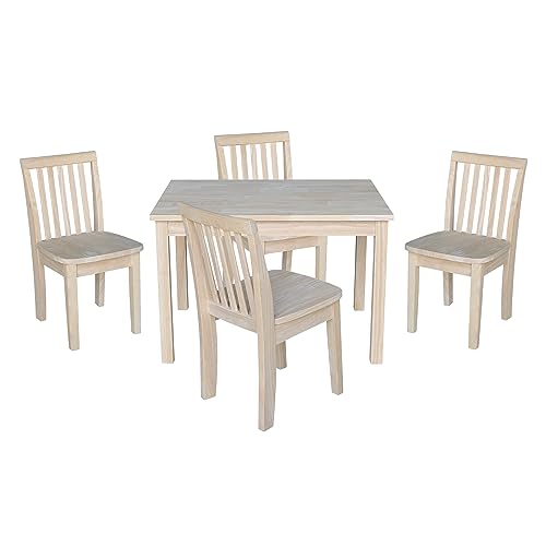 IC INTERNATIONAL CONCEPTS Table with 4 Mission Juvenile Chairs Unfinished