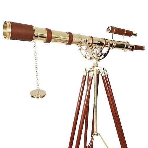 NAVIROCK Vintage Marine Brass Telescope Shiny Finish with Adjustable Tripod