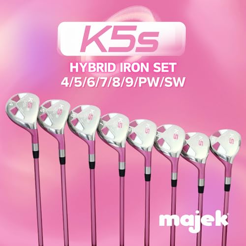 Majek Pink Petite Senior Ladies Golf Hybrids Irons Set