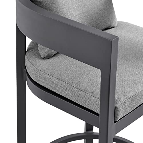 Armen Living Menorca Outdoor Patio 5-Piece Aluminum Bar Set Grey
