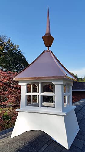 Accentua Charleston Cupola with Copper Finial, 24 in. Square, 63 in. High, White with Copper Roof