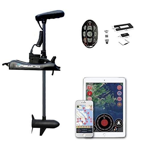 PARKHO HASWING Electric Trolling Motor 24V 60" 80lbs with GPS Black w/ Remote Control + Quick Release