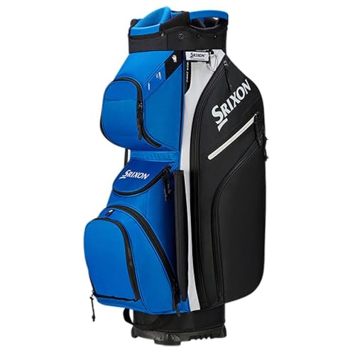 Srixon Premium Cart Golf Bag with 14 Club Divider and 11 Zipper Pockets - Blue/Black