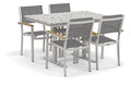 Oxford Garden Travira 5-Piece Bistro Set with 34"x48" Table - Steel - Titanium Sling - Natural Tekwood