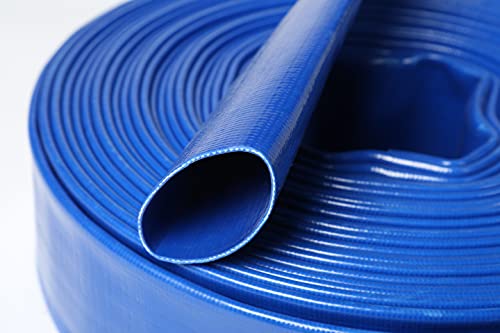 POWER PRODUCTS 6" x 300' Agricultural PVC Lay Flat Discharge Pump Hose Threaded Camlock Blue