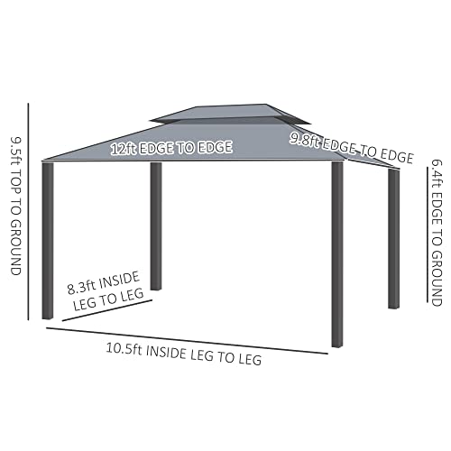 Outsunny 10' x 12' Hardtop Gazebo with Curtains and Netting Charcoal Gray