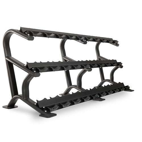 XMark Urethane Dumbbell Set with 3-Tier Rack 5-75lb