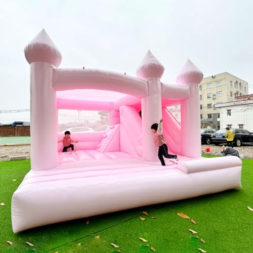 Inmaqui Pink Inflatable Bounce House with Slide and Air Blower