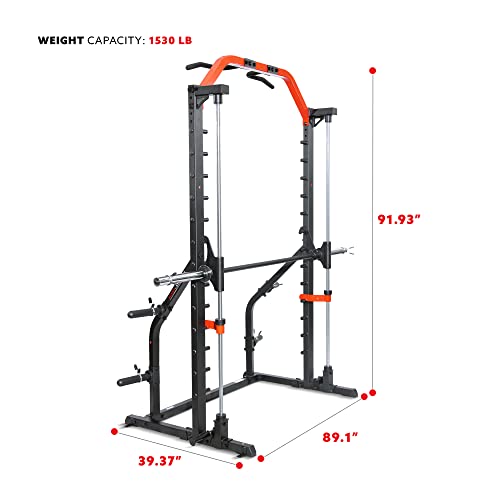 Sunny Health & Fitness Premium Squat Smith Machine Black