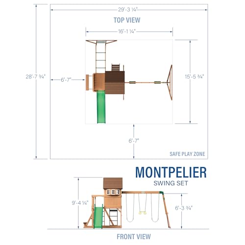 Backyard Discovery Montpelier Cedar Wood Playset Swing Set Light Brown
