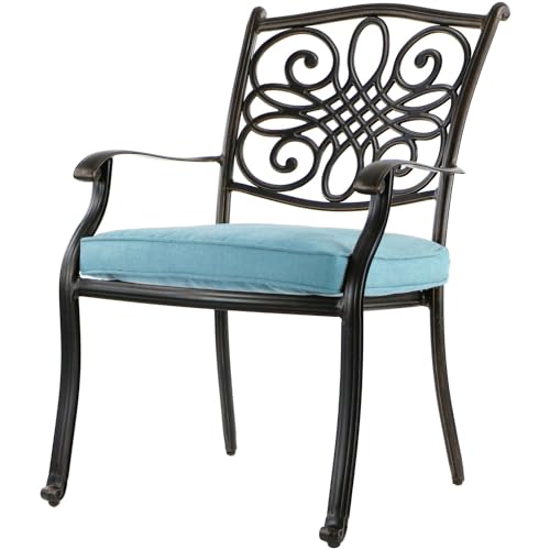 Hanover Traditions 5 Piece Patio Dining Set with Blue Cushions