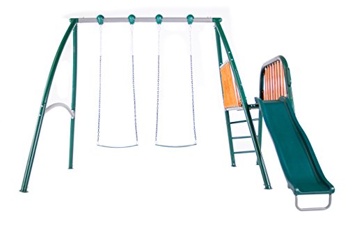 Sportspower Alta Oaks Metal Wood Deck Swing Set with Slide