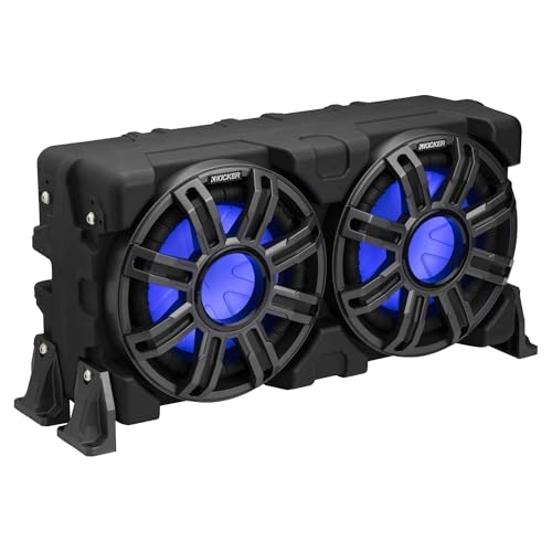KICKER 10-Inch Loaded Premium Marine Sub Enclosure & 48KXMA12002 Marine Amp Bundle