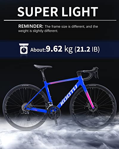 KOOTU Carbon Road Bike 700C Fiber Frame Racing Bicycle Shimano Sora R3000 Blue Pink