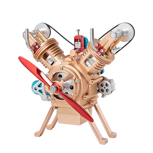 TECHING Mini V2 Engine Model Kit Mechanical Metal DIY Golden