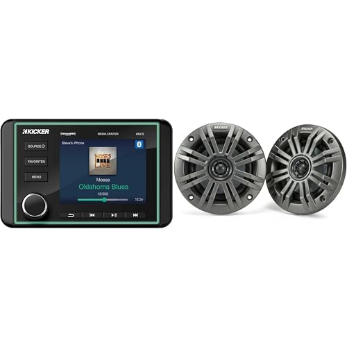 KICKER Premium Marine Gauge-Style Source & 4" Speakers Bundle