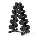 RitFit Rubber Hex Dumbbells Set with Rack 180LBS