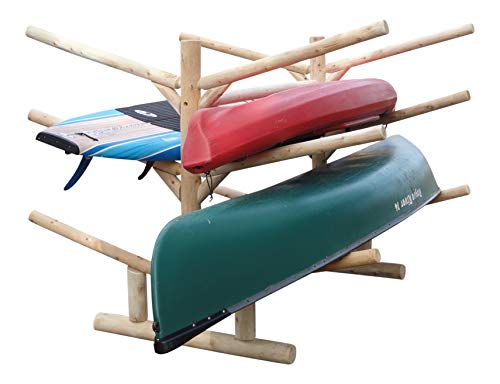 Log Kayak Rack 2 Canoe + 4 Kayak/SUP Rack Unfinished