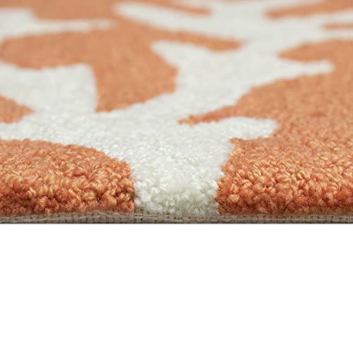 Liora Manne CAPRI Indoor/Outdoor Handmade Area Rug - Coastal Beach Accent Coral Border Orange 8'3" x 11'6