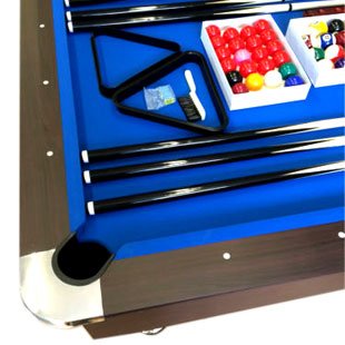 SIMBASHOPPING USA 8' Feet Billiard Pool Table Vintage Blue with Automatic Ball Return System