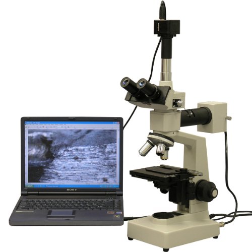 AmScope 40X-400X EPI Metallurgical Microscope with 5MP Digital Camera Yellow
