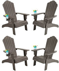 hOmeHua Oversized Adirondack Chair Set of 4 Weather Resistant with Cup Holder Dark Brown