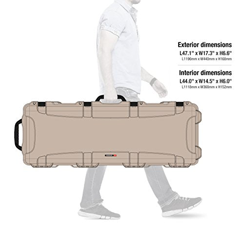 Plasticase Nanuk 990 Waterproof Professional Gun Hard Case with Foam Insert and Wheels Tan