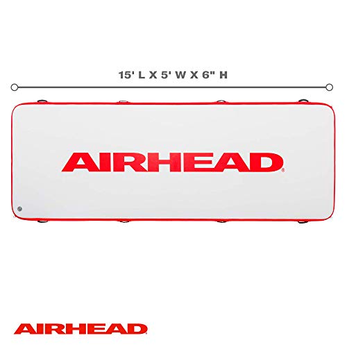 AIRHEAD Air Dock Watermat Inflatable | Holds Over 2000 Pounds, 12 Person | White / Red