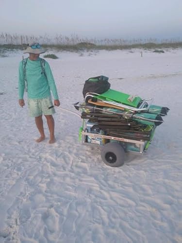 Alumacart Bimini Aluminum Beach Wagon with Four Rod Holders Silver