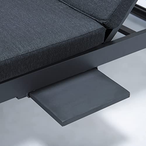 LeisureMod 2-in-1 Convertible Sofa and Chaise Lounge Chair Black