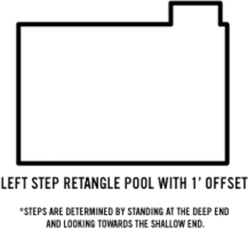GLI Pool Products HyPerLite 16x32 Ft Rectangular Solid Safety Cover System with 4x8 Ft Left Step 1 Ft Offset & Kleen Screen Drain Green