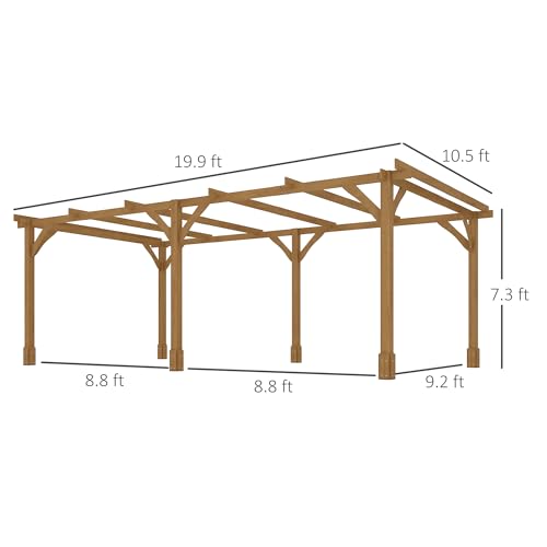 Outsunny 20' x 10' Outdoor Pergola Wood Gazebo Dark Brown