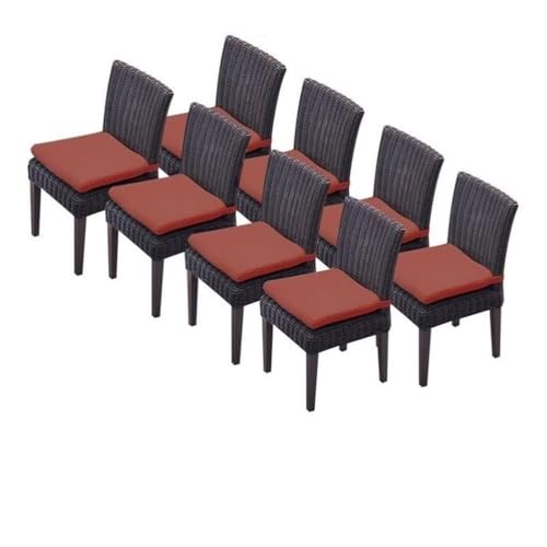TK Classics Venice Wicker Patio Dining Chairs Set of 8 Terracotta