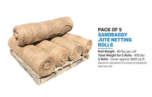 Sandbaggy Jute Netting Roll Erosion Control Matting Blanket 225 ft x 4 ft Brown