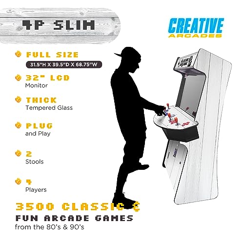 Creative Outdoor Distributor Full-Size Arcade Machine 32" Screen 3500 Games White Woodgrain