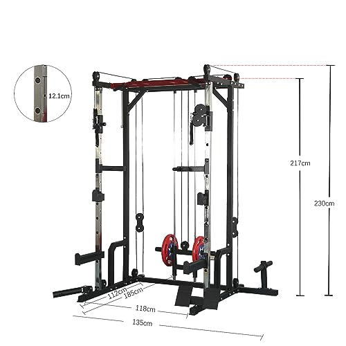 AiAigpt Squat Rack Power Cage with LAT Pulldown 1400 lb Capacity Orange+Black