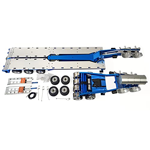 TOUCAN RC HOBBY JDMODEL 1.5M Metal Trailer for 1/14 Tractor Truck Blue Silver