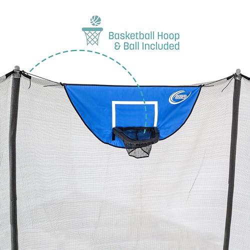 Skywalker Trampolines 12-Foot Jump N’ Dunk Trampoline with Enclosure Net Red
