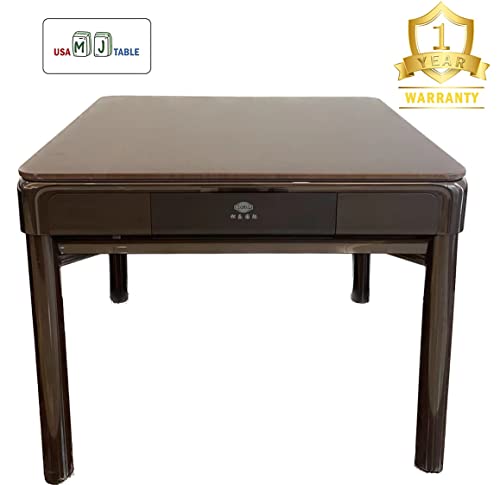 usamjtable Automatic Mahjong Dining Table 4-Legged Coffee Style with 40mm Numbered Tiles Blue