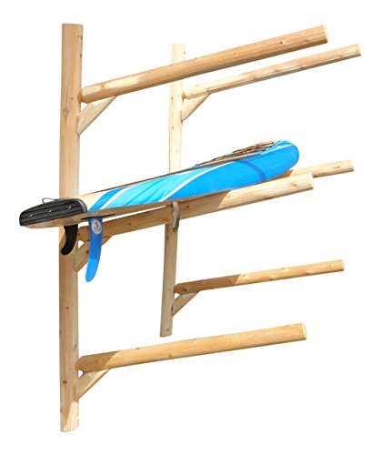 Log Kayak Rack 3 Place Wall Mount Kayak Canoe SUP Rack Natural Finish Natural