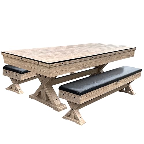 Freetime Fun 7 FT 3 in 1 Multi Game Pool Table with Dining Top Ping Pong Combo Rustic Oak