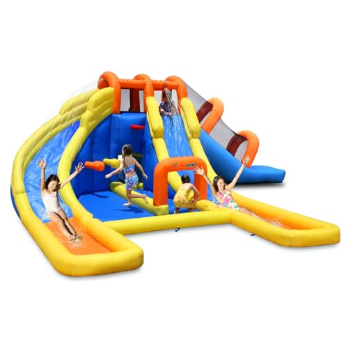 Bounceland Big Splash Triple Water Slides and Pool with Blower, 24ft x 21ft x 8ft, Outdoor Fun for Kids