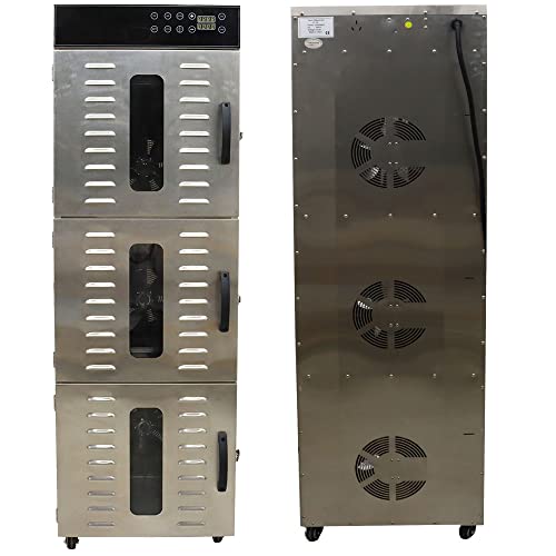 HayWHNKN 36-Tray Food Dehydrator Machine Stainless Steel Silver
