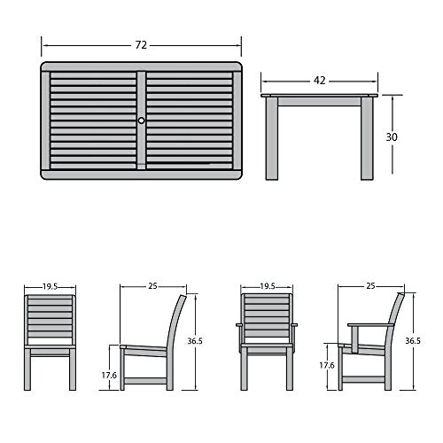 Highwood Weatherly 7pc Rectangular Dining Set 72" x 42" Black