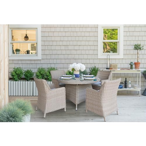IC INTERNATIONAL CONCEPTS Outdoor 5 Piece Wicker Patio Furniture Set with Round Table and 4 Chairs Natural
